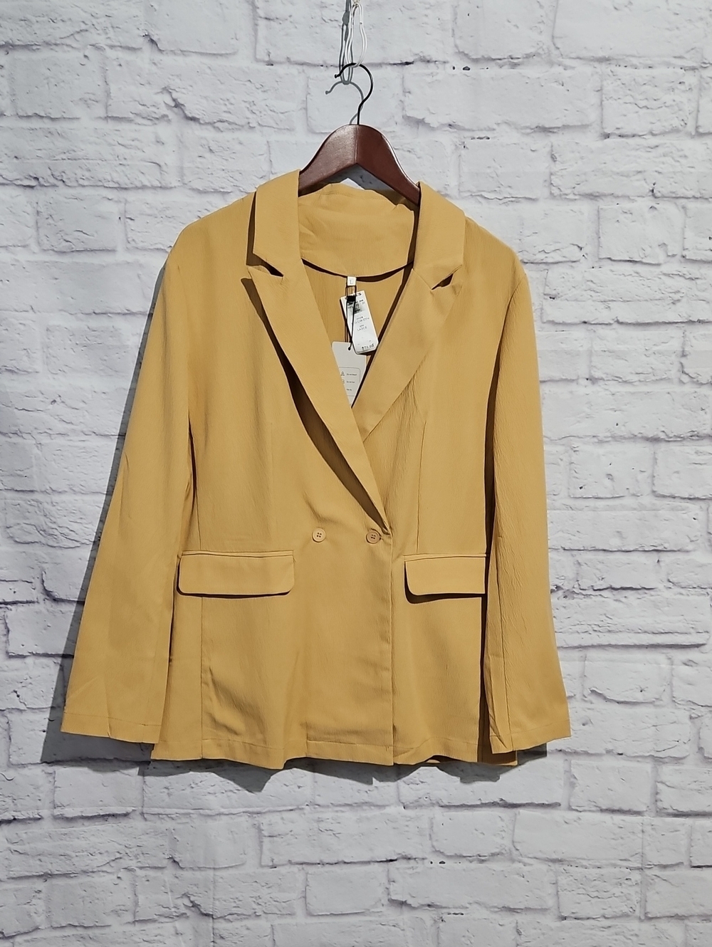 Lightweight Mustard Double-Breasted Women's Blazer Jacket
